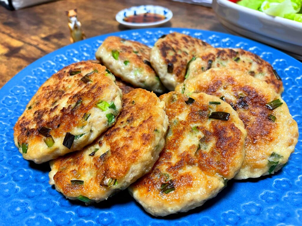 豚ひき肉とニラと豆腐のふわふわ焼き