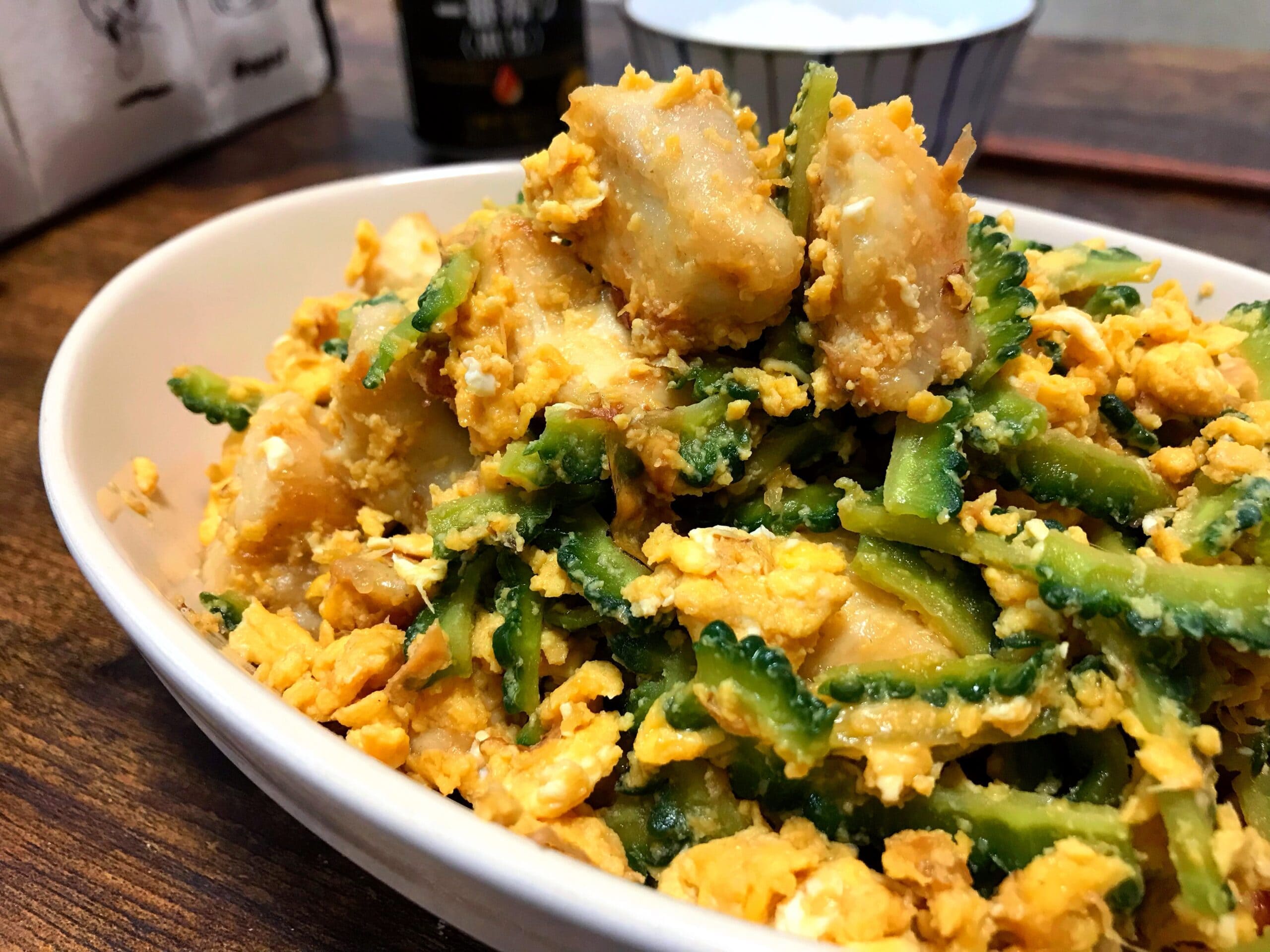 鶏むね肉と玉子を使った苦くないゴーヤチャンプルーの完成料理写真