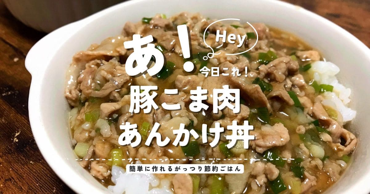 豚こま肉と長ネギのとろみあんをごはんにかけた、豚こま肉あんかけ丼のアイキャッチ画像