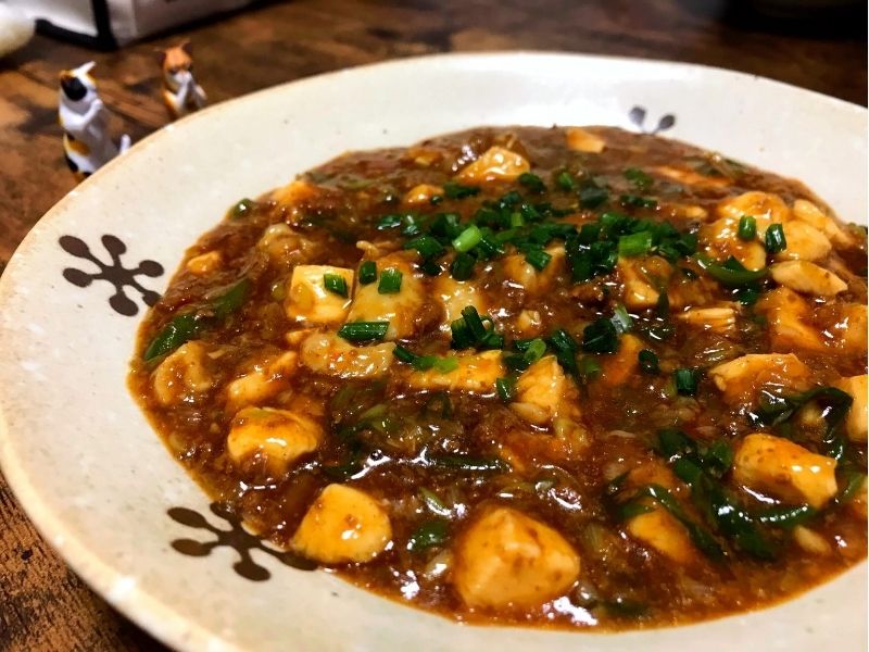 マボちゃんと角切りの鶏むね肉で作った簡単鶏マーボー